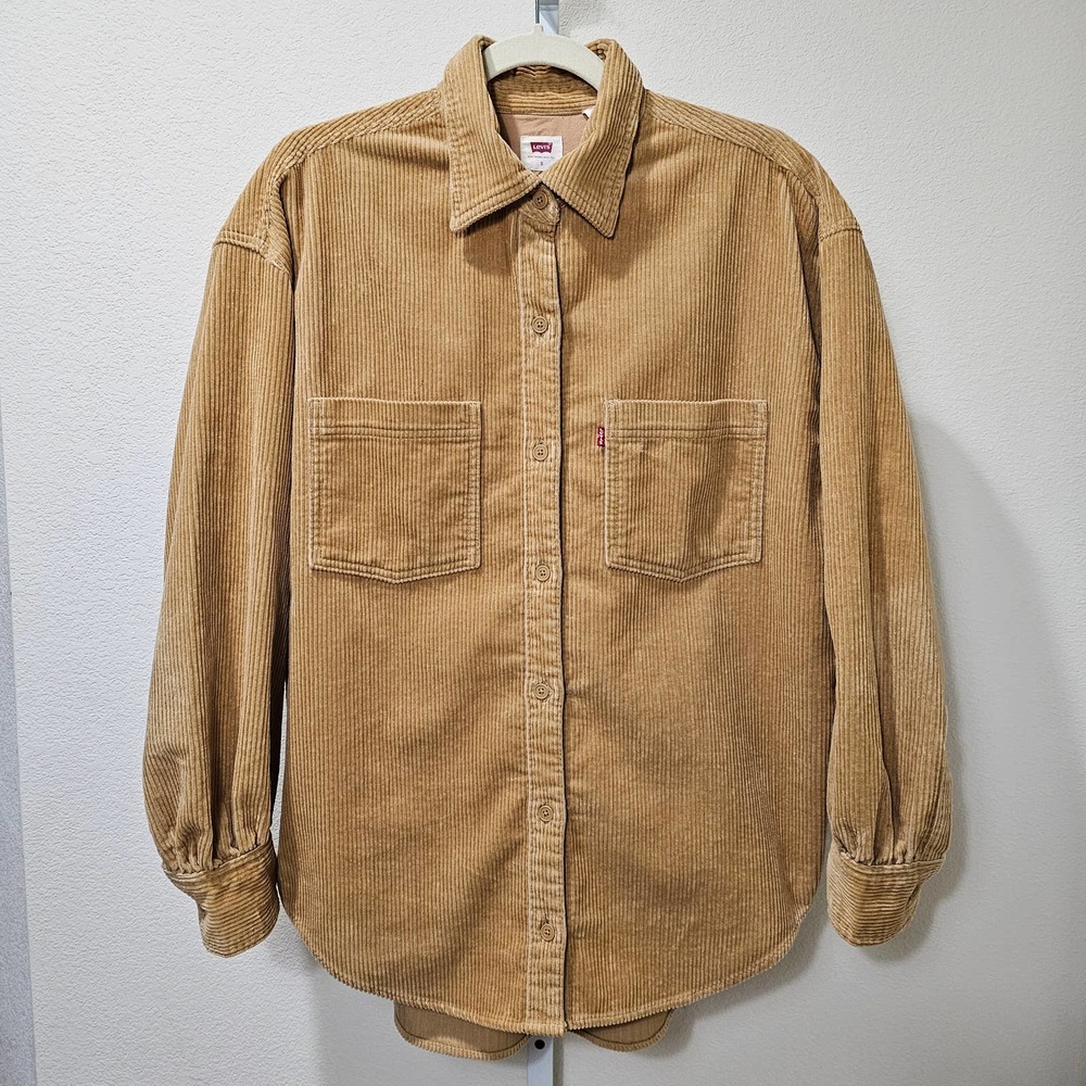 LEVI'S Remi Tan Colored Button Down Long Sleeve Corduroy Shirt sz S